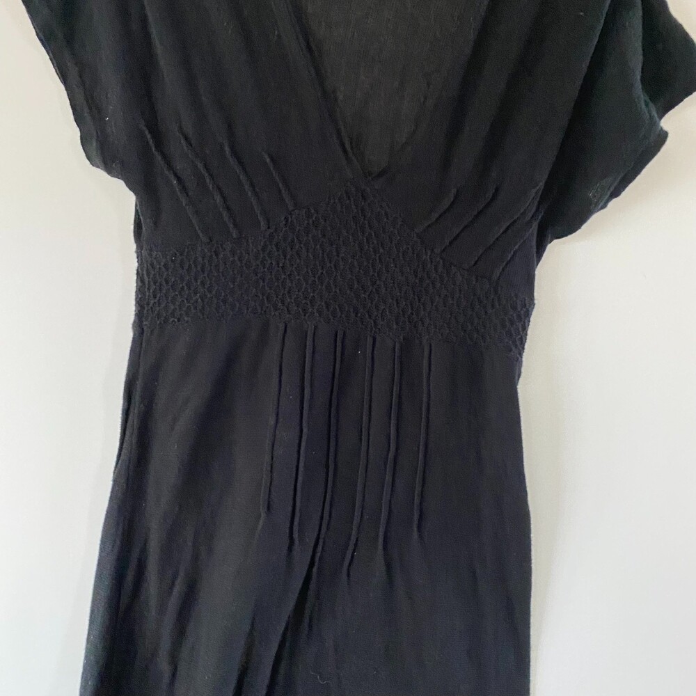 TULLE Knit Black Sweater Dress 100% Cotton SIze L - Picture 9 of 12
